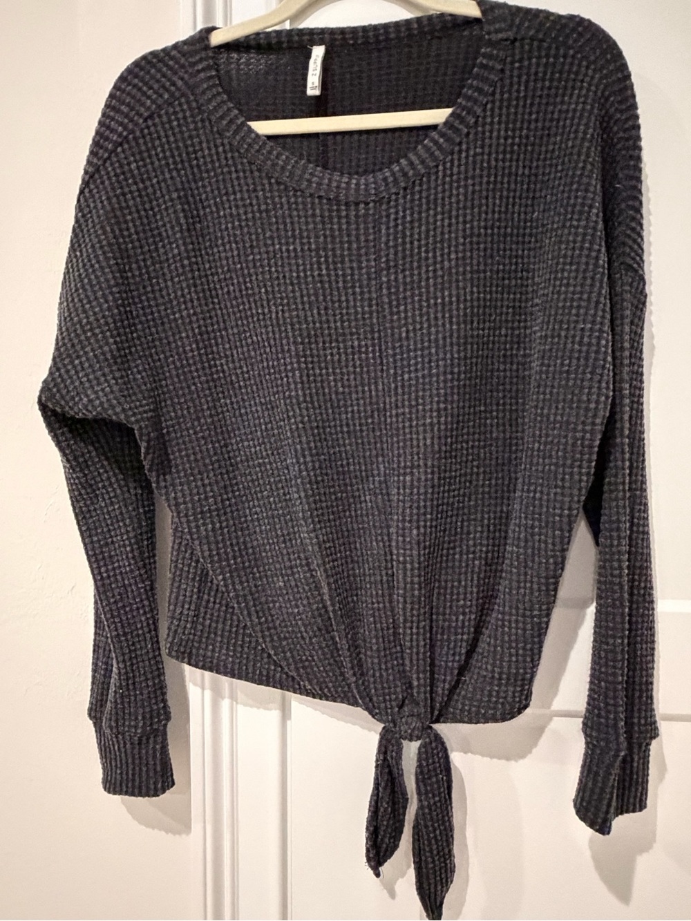 Z Supply Charcoal Gray Waffle Knit Top